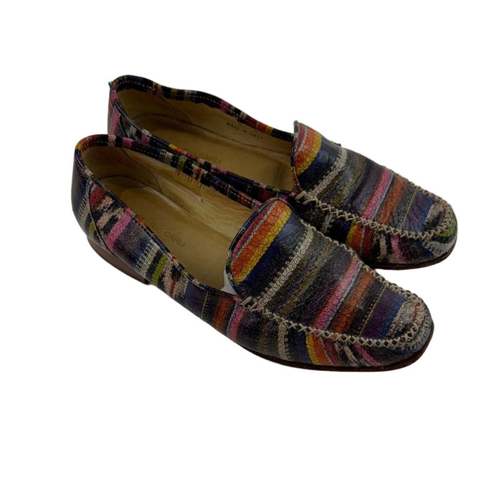Vittorio Carli Colourful Striped Loafers Shoes size 8